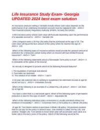 Life Insurance Exam Study Questions and Answers- Georgia 2024 Update