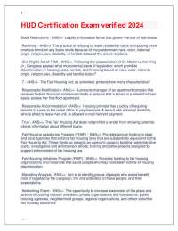 HUD Certification Exam: Fair Housing and Mortgage Lending