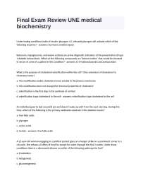 UNE Medical Biochemistry Exam Review: Glucose, Cholesterol & Lipoproteins