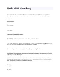 Medical Biochemistry exam with correct answers