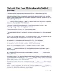 Chairside Final Exam 75 Questions with Verified Solutions.