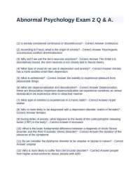 Abnormal Psychology Exam 2 Q & A.