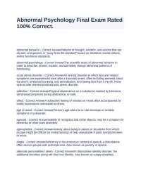Abnormal Psychology Final Exam Rated 100% Correct.