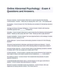 Online Abnormal Psychology - Exam 4 Questions and Answers.