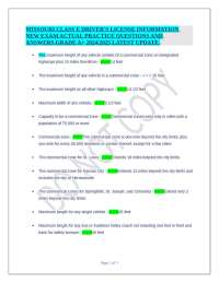 Missouri Class E Driver's License Exam Practice Questions and Answers