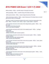 BYU PDBIO 220 Exam 1 (CH 1-7) 2024