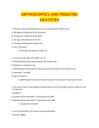 Orthodontics and Pediatric Dentistry: Multiple Choice Questions and Answers