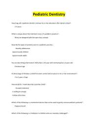 pediatric dentistry exam and answers