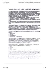 Nursing Ethics TEST BANK Questions and Answers 1