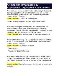 ATI Capstone Pharmacology Assessment 2 Questions And Answers