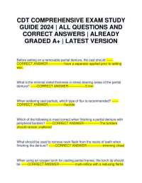 CDT COMPREHENSIVE EXAM STUDY GUIDE 2024 | ALL QUESTIONS AND CORRECT ANSWERS