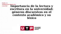 Importancia de la lectura y escritura en la universidad