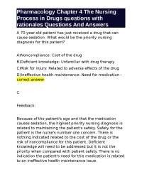 Pharmacology and Nursing Process in Drugs: Questions and Answers