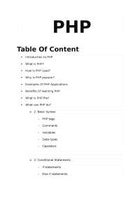 Introduction of PHP Programming Language