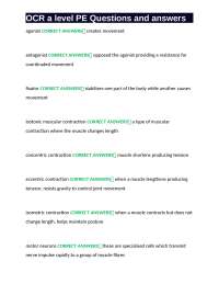 A-Level PE: Answers and Explanations for Muscular System and Circulatory System Questions