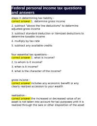 Federal Personal Income Tax: Questions and Answers on Income, Deductions, and Exemptions