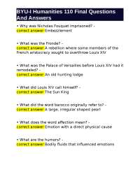 BYU-I Humanities 110 Final Questions And Answers