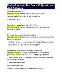 Federal Income Tax Exam #3 Questions and Answers