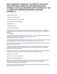 Relias Med Surg Telemetry Exam 2024-2025: 300 Qs with Answers & Rationales