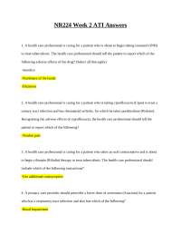 ATI Week 2: Adverse Effects of Antibiotics and Interactions
