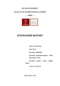 Pedagogical Internship Experience in Elementary School