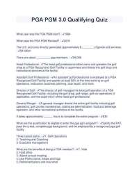 PGA Professional Golf Management Program Quiz Questions and Answers