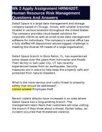 Wk 2 Apply Assignment HRM/420T: Human Resource Risk Management Questions And Answers