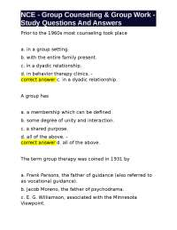 Group Counseling and Group Work: Study Questions and Answers