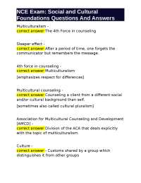 NCE Exam: Multiculturalism & Counseling - Q&A on Social & Cultural Foundations