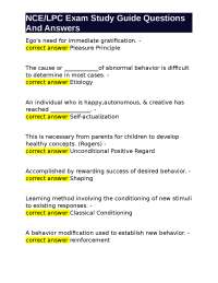 NCE/LPC Exam Study Guide: Psychology and Counseling Theories
