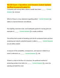 NCCER Exam 1: Safety Questions and Answers