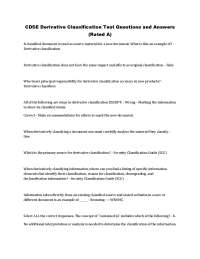 CDSE Derivative Classification Test Questions and Answers (Rated A)