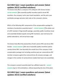 GLO-BUS Quiz 1 exam questions and answer (latest updates 2024) (verified solutions)