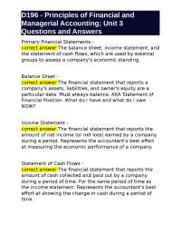 Financial Accounting Principles: Understanding Primary Statements and Related Forms