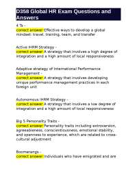 D358 Global HR Exam Questions and Answers