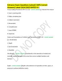 Entrance Exam Questions (solved) 100% Correct Answers Latest 2024/2025 RATED A+