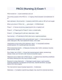 PACU Exam: Post-Anesthesia Care Unit Assessments and Interventions