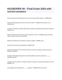 HAZWOPER 40 - Final Exam 2024 with correct answers