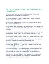 RNC Low Risk Neonatal Nursing Exam 328 Questions with Verified Answers,100% CORRECT