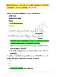 MSN 571 Midterm Questions and Answers in Pharmacology
