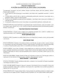 LISTA DE EXERCICIOS RESOLVIDOS: FUNÇÕES MATEMATICAS APLICADAS A ECONOMIA