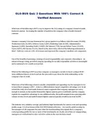 GLO-BUS Quiz 2 Questions With 100% Correct & Verified Answers