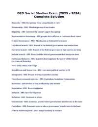 GED Social Studies Exam (2023 – 2024) Complete Solution