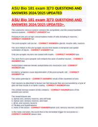 ASU Bio 181 exam 3|73 QUESTIONS AND ANSWERS 2024/2025 UPDATED