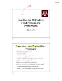 Non-Thermal Methods for Food Processing and Preservation