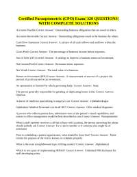 Certified Paraoptometric (CPO) Exam 320 QUESTIONS WITH COMPLETE SOLUTIONS EXAM 2024/2025