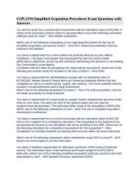 CON 2370 Simplified Acquisition Procedures Exam Questions with Answers.