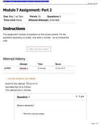 Energy in Everyday Life: Module 7 Assignment Part 2