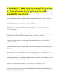 CEUFAST OSHA Occupational Exposure to Bloodborne Pathogens quiz with complete solutions