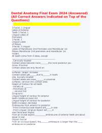 Dental Anatomy Final Exam 2024 (Answered) (All Correct Answers Indicated on Top of the Que